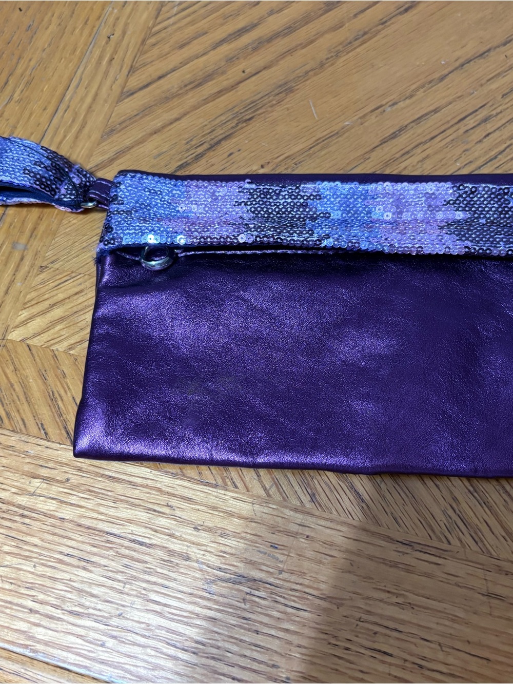Avon “Step Into Sexy” Metallic Purple Sequin-Trim Wristlet Clutch
